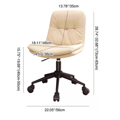 Modern Minimalist PU Leather Sponge Steel Base Square Desk Chair Adjustable Backrest Armless Swivel For Home Office