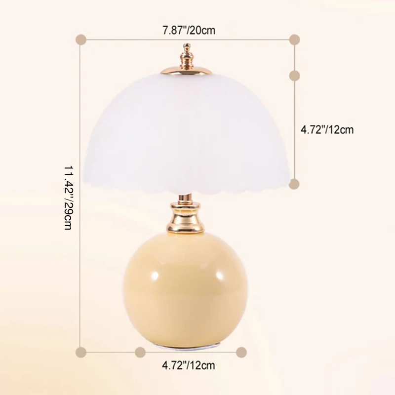 Contemporary Nordic Half Dome Flower Globe Base Iron Ceramic Glass 1-Light Table Lamp For Bedroom Lumendat