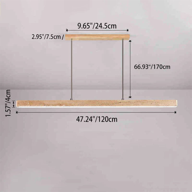 Traditional Vintage Travertine Straight Line Iron LED Island Light Pendant Light for Living Room BulbSquare