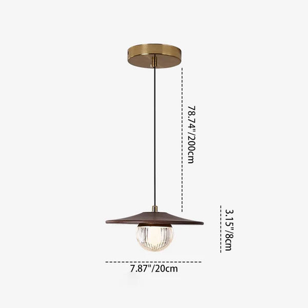 Traditional Japanese Dome Orb UFO Shape Walnut Injection Molding 1 - Light Pendant Light For Dining Room