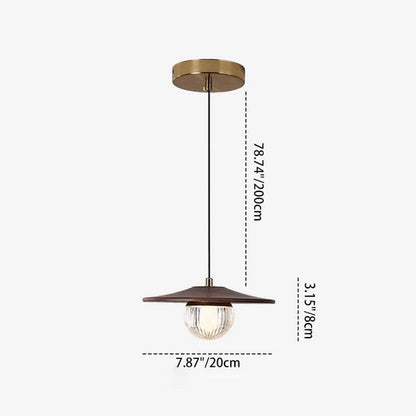 Traditional Japanese Dome Orb UFO Shape Walnut Injection Molding 1 - Light Pendant Light For Dining Room
