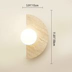 Japanese Wabi-sabi Semi-circular Stone Glass 1-Light Wall Sconce Lamp