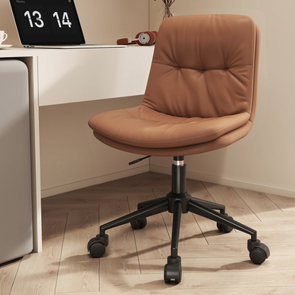 Contemporary Nordic Faux Nappa Leather Steel Desk Chair Backrest Armless For Home Office