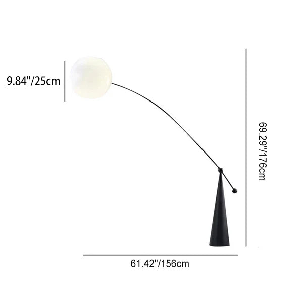 Contemporary Creative Tapered Base Fishing Rod Orb Iron Glass 1-Light Standing Floor Lamp For Living Room Lumendat