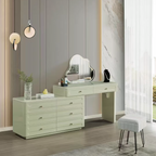 Space-Saving Expandable Dressing Table With Storage - Modern Minimalist MDF & Solid Particle Board Makeup Vanity With 8 Drawers For Bedroom Lumendat