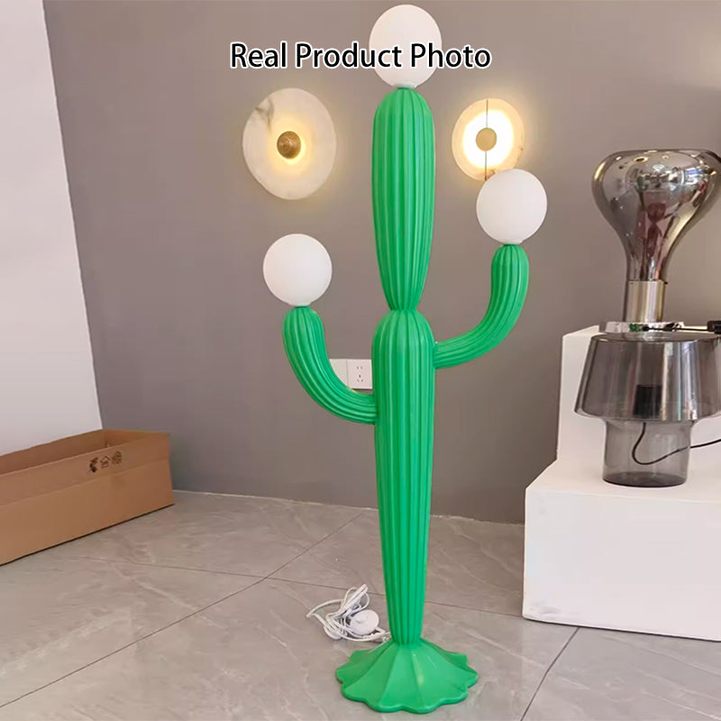 Contemporary Creative Cactus Resin Glass 3-Light Standing Floor Lamp For Living Room Lumendat