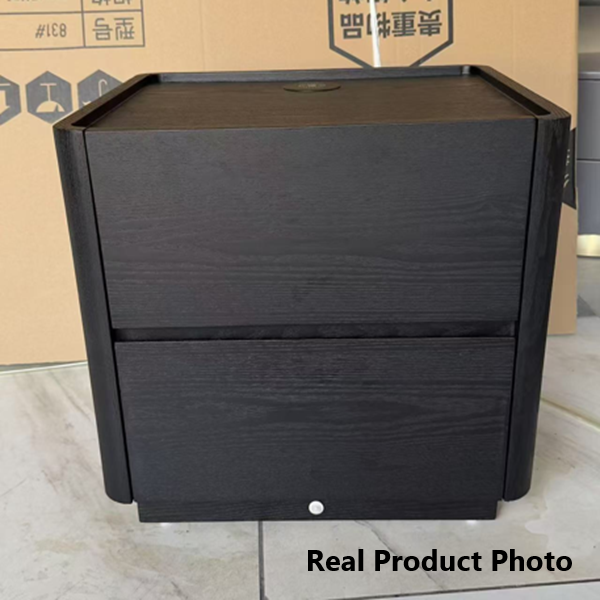 Traditional Vintage Square Hidden 2 Drawers Nightstand - Wireless Charging Sensor Light Bedside Table For Bedroom Lumendat