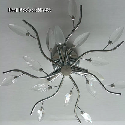 Nordic Light Luxury Leaves 3-light Semi-flush Mount Ceiling Light
