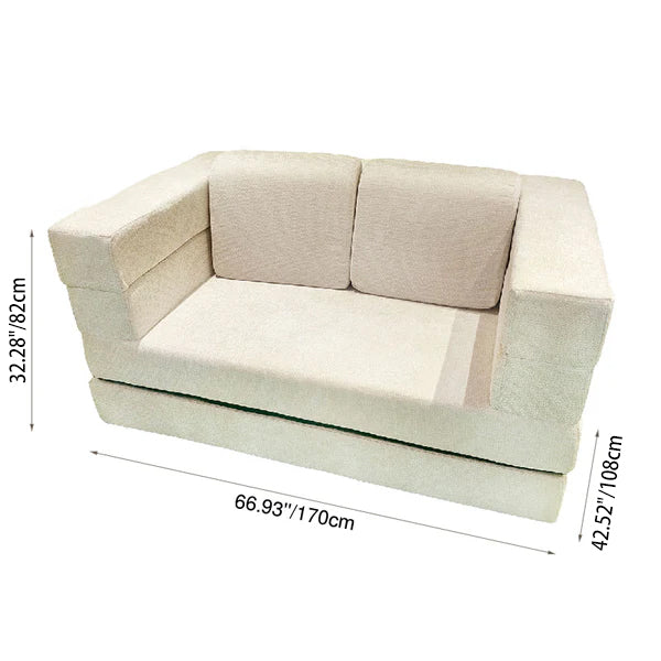 Modern Minimalist Foldable Sofa Bed For Living Room & Bedroom - Chenille Compression Convertible Couch With High Resilience Foam For Small Spaces Lumendat
