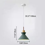 Contemporary Nordic Oak Wood Iron Bell Cone Dome 1-light Pendant Light for Living Room Lumendat