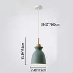 Contemporary Nordic Oak Wood Iron Bell Cone Dome 1-light Pendant Light for Living Room Lumendat