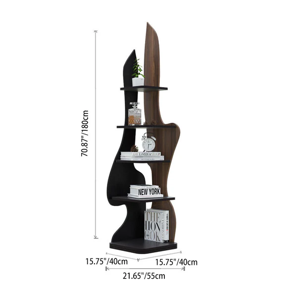Modern Minimalist Particle Board Corner Display Rack With 5-Tier Storage For Living Room And Home Offices DFM-F
