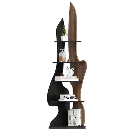 Modern Minimalist Particle Board Corner Display Rack With 5-Tier Storage For Living Room And Home Offices DFM-F
