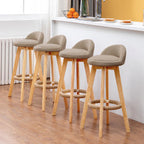Contemporary Nordic Round Rubber Wood Rotatable Low Back Upholstered Bar Stool Footrest For Dining Room DFM-F