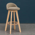 Contemporary Nordic Round Rubber Wood Rotatable Low Back Upholstered Bar Stool Footrest For Dining Room DFM-F