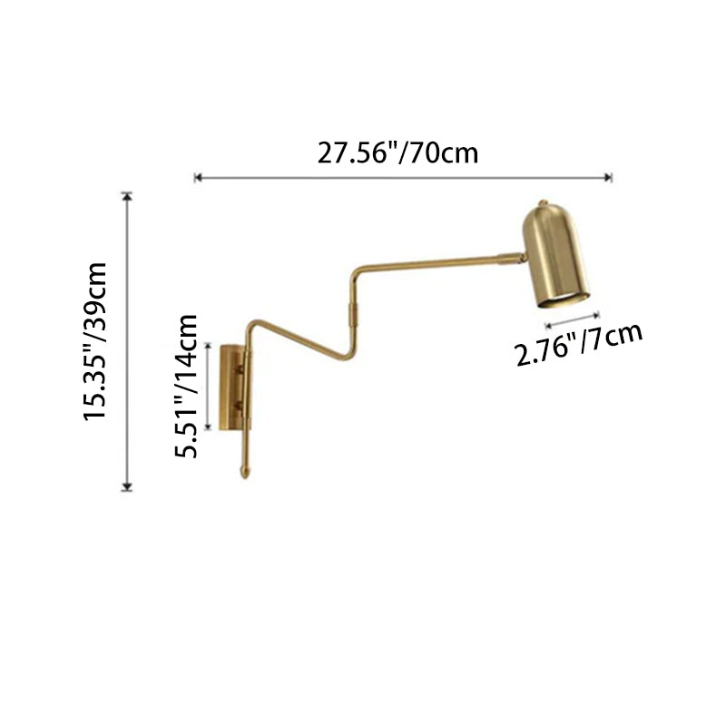 Contemporary Nordic Iron Cylinder Long Pole Swing Arm Wall Sconce Lamp for Bedroom