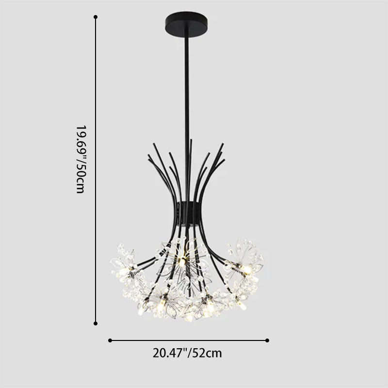 Contemporary Luxury Dandelion Crystal Firework Iron Frame 13/19-light Chandelier for Living Room