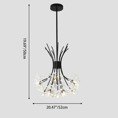 Contemporary Luxury Dandelion Crystal Firework Iron Frame 13/19-light Chandelier for Living Room