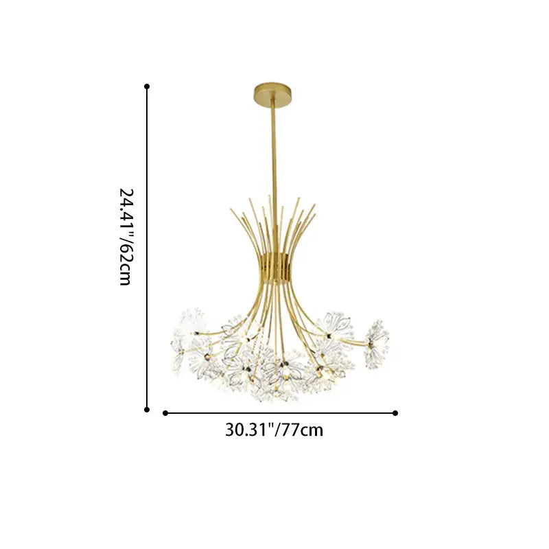 Contemporary Luxury Dandelion Crystal Firework Iron Frame 13/19-light Chandelier for Living Room BulbSquare
