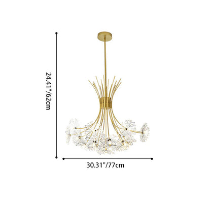 Contemporary Luxury Dandelion Crystal Firework Iron Frame 13/19-light Chandelier for Living Room