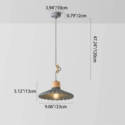 Modern Macaron Cement Scalloped Shade 1-Light Pendant Light for Living Room