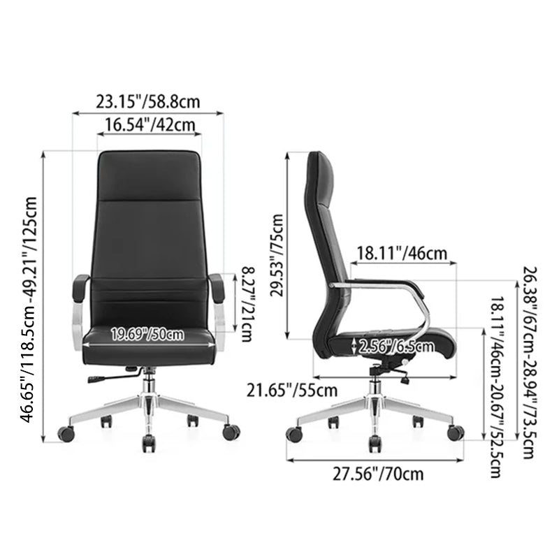 Modern Luxury Ergonomic Office Chair - Leather Executive Desk Chair Plywood & Metal Frame High-Density Foam With Wheels, Swivel, Adjustable Height & Reclining Function Lumendat