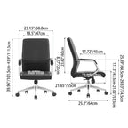 Modern Minimalist Ergonomic Mid-Back Office Chair - Adjustable Height Swivel Leather Plywood Metal Desk Chair With Wheels And Reclining Function Lumendat