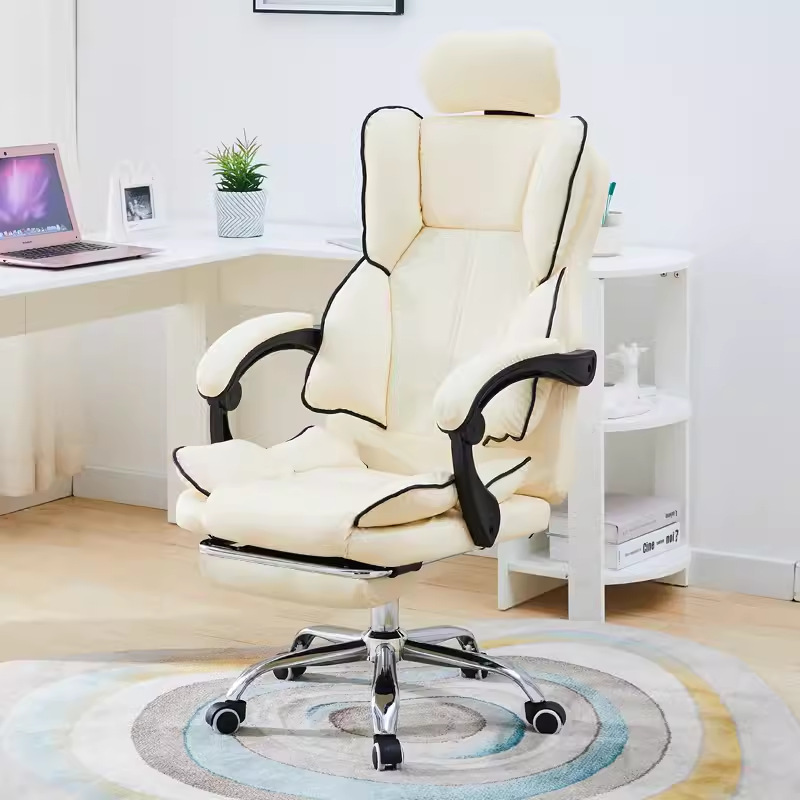 Contemporary Scandinavian Rectangular PU Leather Steel Height-Adjustable Swivel Backrest Armrest Gaming Chair For Bedroom DFM-F