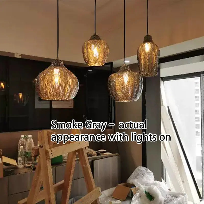 Nordic Textured Wavy Glass 1-light Barrel Pendant Light Lumendat