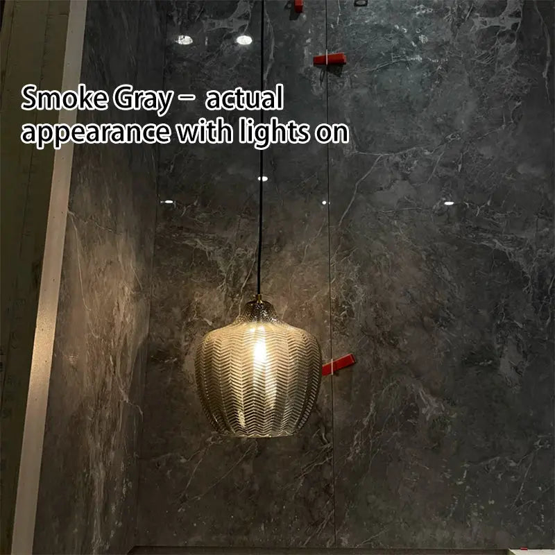 Nordic Textured Wavy Glass 1-light Barrel Pendant Light Lumendat