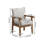 Modern Minimalist Square Rectangular Rubberwood Cotton-linen Desk Chair Backrest Armrest For Home Office DFM-F