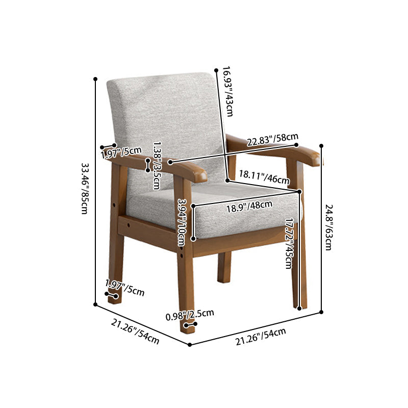 Modern Minimalist Square Rectangular Rubberwood Cotton-linen Desk Chair Backrest Armrest For Home Office DFM-F