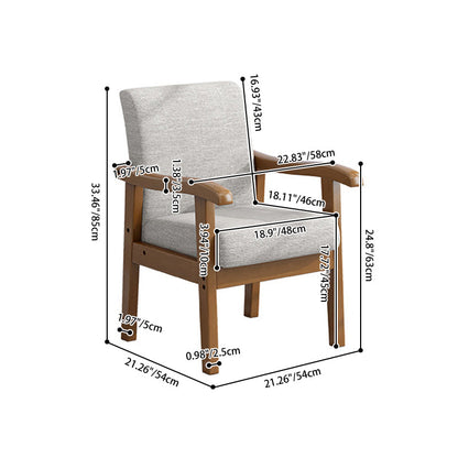 Modern Minimalist Square Rectangular Rubberwood Cotton-linen Desk Chair Backrest Armrest For Home Office