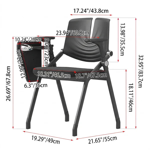 Premium High-Density Sponge Ergonomic Desk Chair - Minimalist Foldable Chair With Adjustable Armrests & Writing Board For Home Office Lumendat