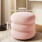 Modern Minimalist Cylinder Frame Lambswool Solid Wood Vanity Stool For Bedroom Lumendat