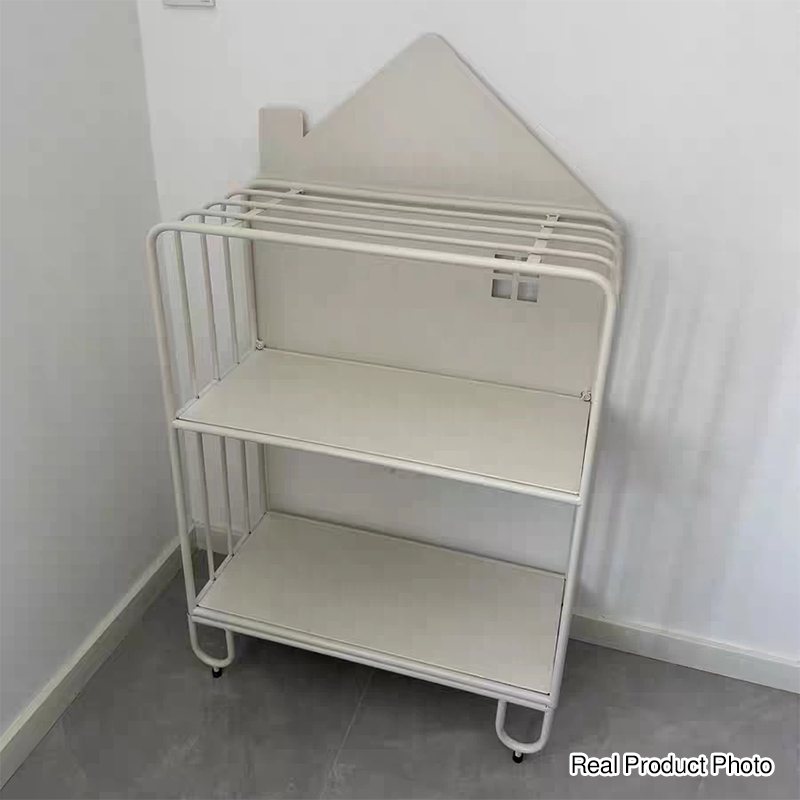 Lumendat Modern Minimalist Large Capacity House Shape Iron Kids Floor-Standing Bookshelf 2/3-Shelf For Study Lumendat