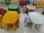 Lumendat Contemporary Nordic PE Oval Kids Colorful Safe Desk & Chair Set For Living Room & Study Lumendat