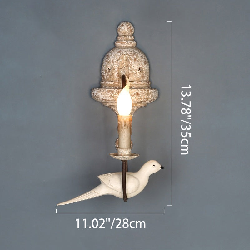 Vintage Rustic Wooden Bird Sconce 1/2 Light Wall Sconce Lamp Lumendat