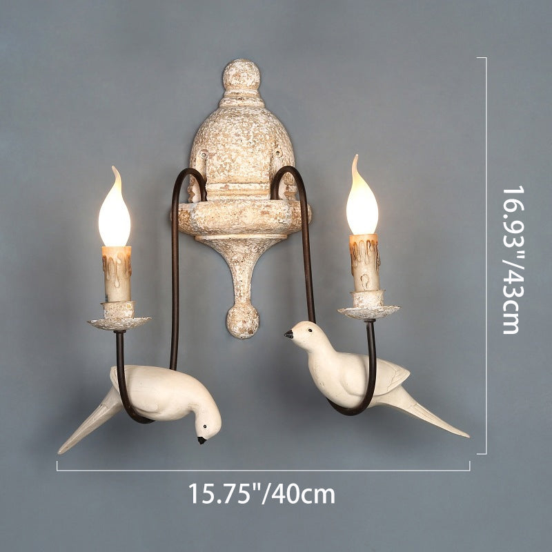 Vintage Rustic Wooden Bird Sconce 1/2 Light Wall Sconce Lamp Lumendat
