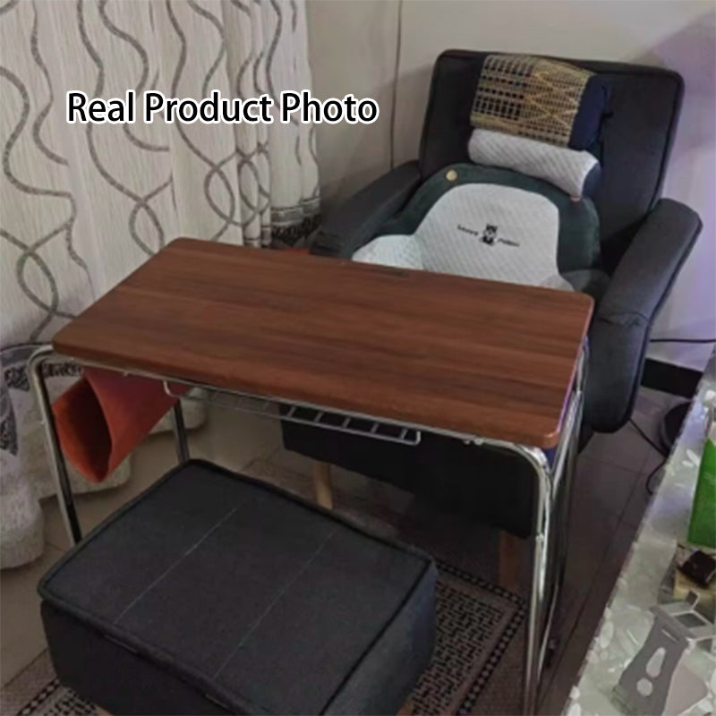 Contemporary Industrial Narrow Rectangular MDF PU Leather Stainless Steel Movable Desk 1-Tier For Home Office DFM-F