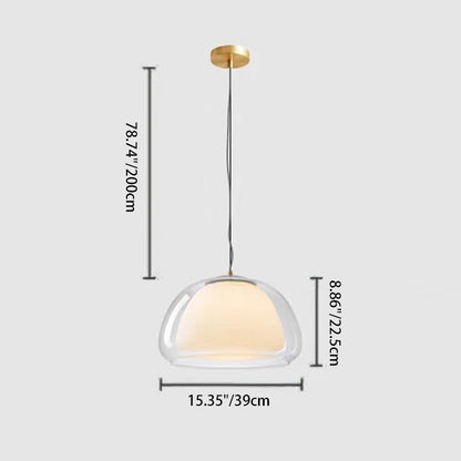 Contemporary Scandinavian Half Round Jelly Iron Glass 1-light Pendant Light for Bedroom