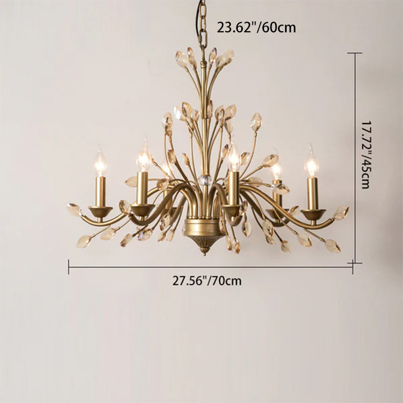 Traditional French Iron & Crystal Branch-shape 6/9/12-light Chandelier for Living Room & Bedroom BulbSquare
