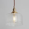 Traditional Vintage Round Wavy Glass Copper 1-light Drum Pendant Light for Living Room BulbSquare