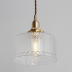 Traditional Vintage Round Wavy Glass Copper 1-light Drum Pendant Light for Living Room BulbSquare