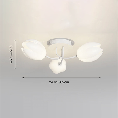 Modern Art Deco Tulip Flower Design 3/7/11/13 Light Semi-Flush Mount Ceiling Light For Living Room