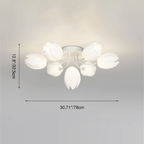 Modern Art Deco Tulip Flower Design 3/7/11/13 Light Semi-Flush Mount Ceiling Light For Living Room