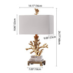 Modern Art Deco Linen Resin Crystal Coral Base 1-Light Table Lamp For Bedroom Lumendat