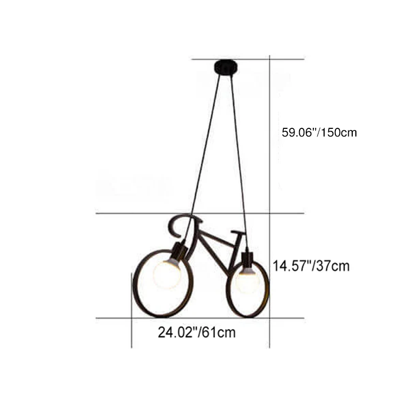 Lumendat Contemporary Creative Bicycle Shape Iron 2-Light Kids Chandelier For Living Room & Bedroom Lumendat