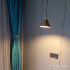 Modern Minimalist Solid Wood Cone Copper 1-light Pendant Light for Living Room BulbSquare