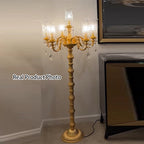 Traditional Luxury Golden Crystal Zinc Alloy Candle Holder 7-Light Standing Floor Lamp For Bedroom Lumendat